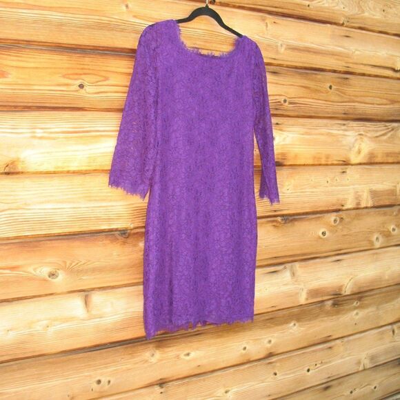 Diane Von Furstenberg Purple Lace Mini Dress Celeb Style - Picture 3 of 9